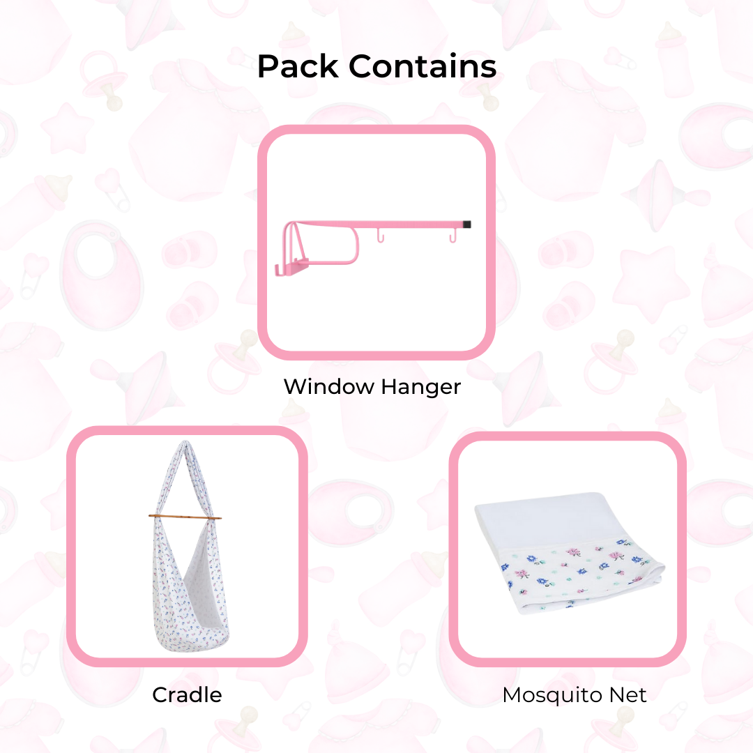 Cradle Set - Blue and Pink Flower My Store