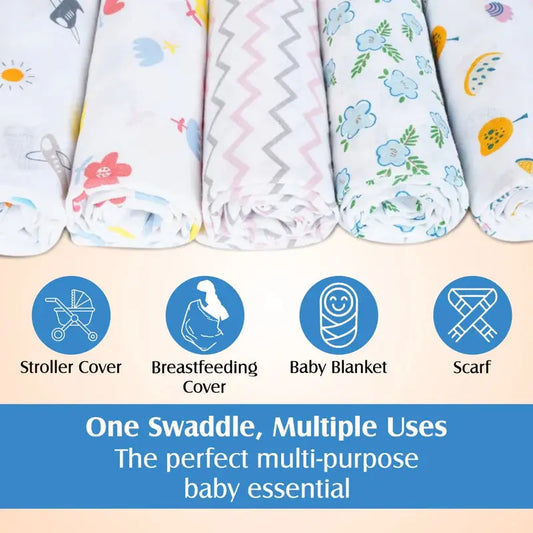 Baby Muslin Swaddles - PACK OF 5 Thazhuvi