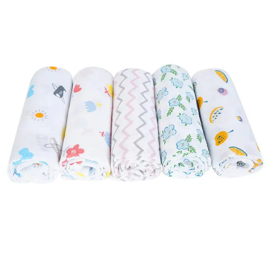 Baby Muslin Swaddles - PACK OF 5 Thazhuvi